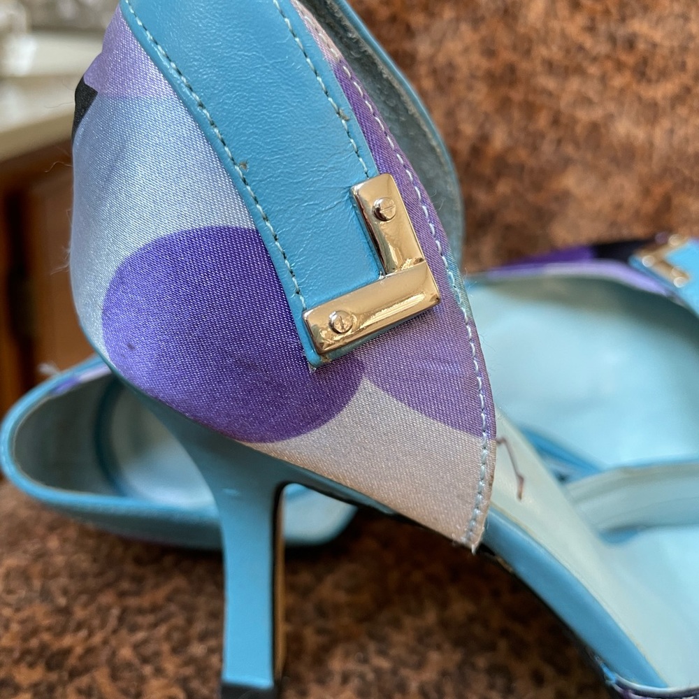 Luichiny - Printed Cloth and Blue Leather, pointed toed pumps - Picture 10 of 16